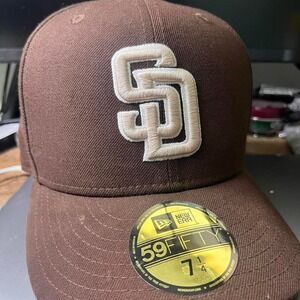 Brown and white New Era San Diego‎ Padres fitted cap #Padres
